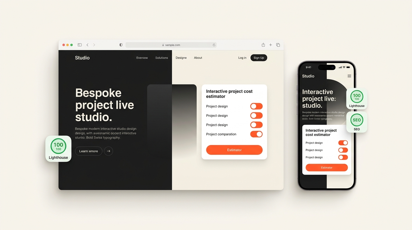 Mockup d'un site web interactif sur mesure avec simulateur intégré conçu à Dijon par spb.